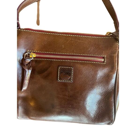 Dooney & Bourke Florentine Pocket Crossbody 8L975 CS Leather Chestnut Gentle Use - Picture 5 of 15
